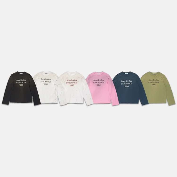 1996 hot diamond letter printed washed distressed light luxury long-sleeved T-shirt